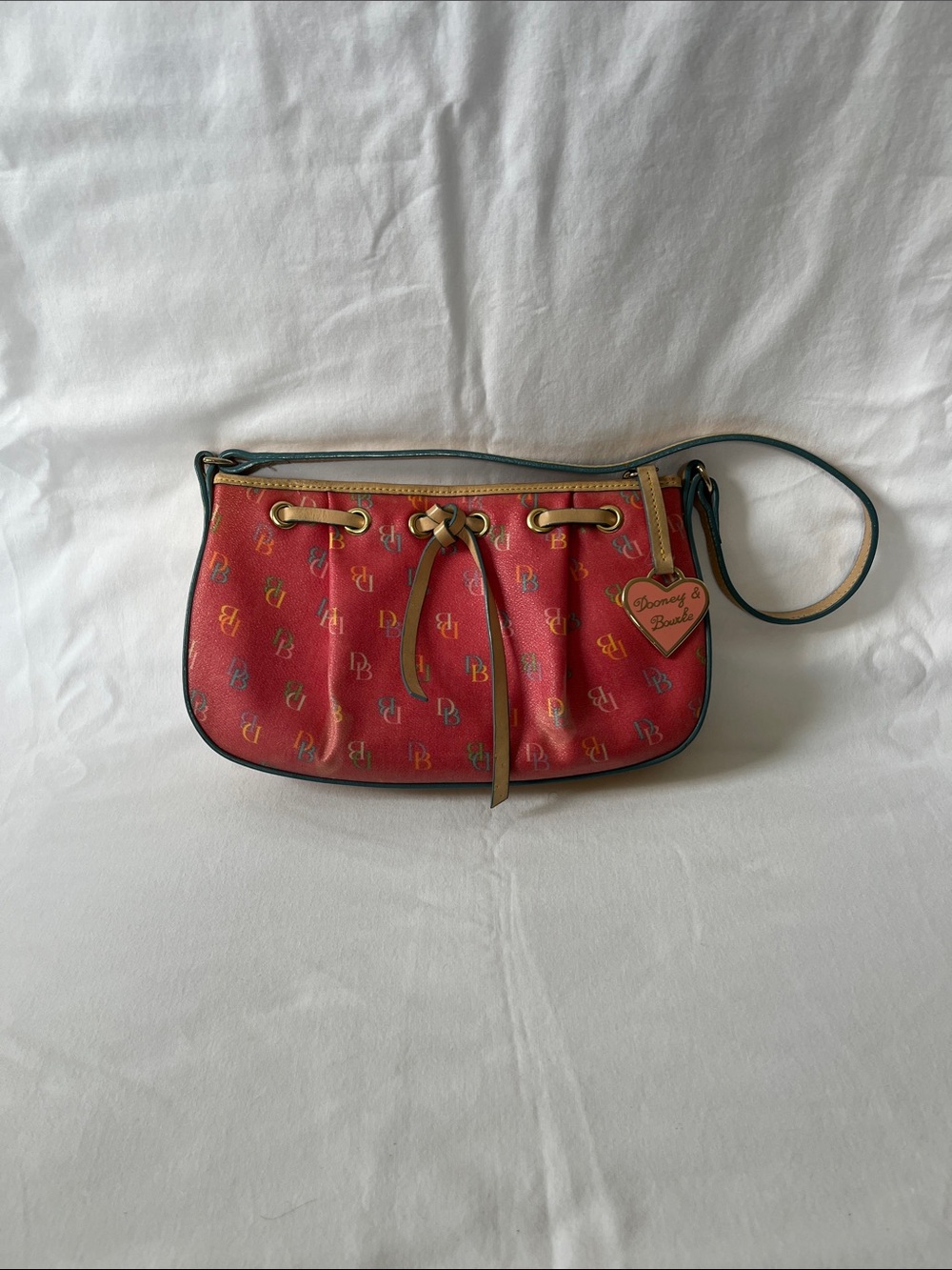 Pink Y2K Vintage Dooney & Bourke Monogram Shoulder Purse with Rainbow Zipper